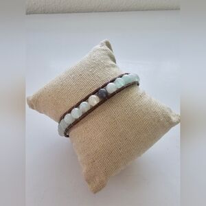 Boho Leather Wrap Bracelet with Mixed Natural Stone Beads